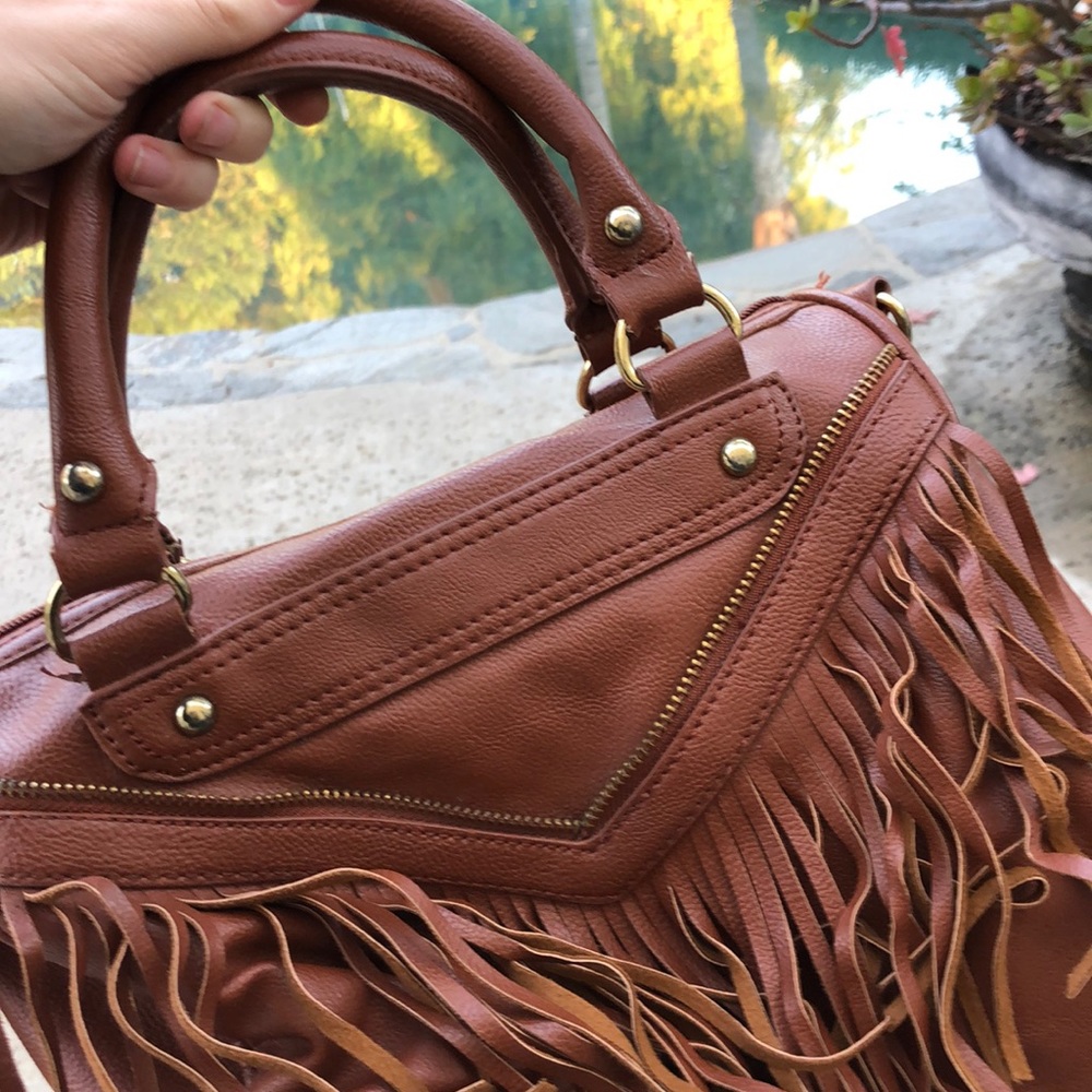 Steve Madden Brown Fringe Purse with extension